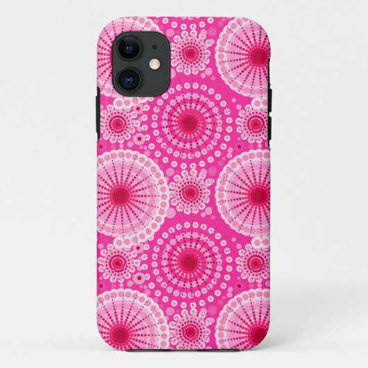 Starbursten en pinwielen, fuchsia roze en maroon Case-Mate iPhone case (Achterkant)