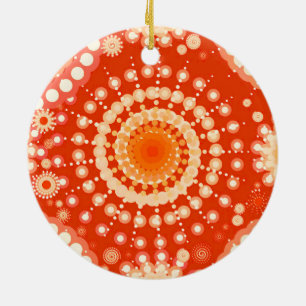 Starbursten en pinwielen, mandarijnensinaasappel keramisch ornament