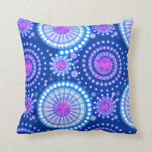 Starbursts en pinwheels, cerulean blauw & wit kussen