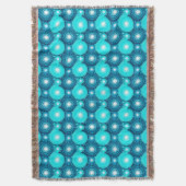 Starbursts en pinwheels, indigo- en turquoise deken (Voorkant Verticaal)