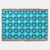 Starbursts en pinwheels, indigo- en turquoise deken (Voorkant)