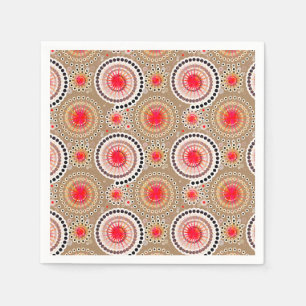 Starbursts en pinwheels, taupen, rood, wit servet
