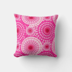 Starbursts en pinwielen, fuchsia roze & maroon kussen