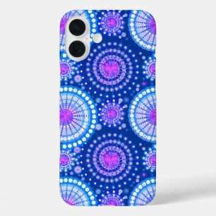 Starbursts en pinwielen, kobaltblauw & wit iPhone 16 plus hoesje