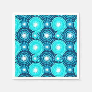Starbursts en pinwielen, marineblauw en turquoise servetten