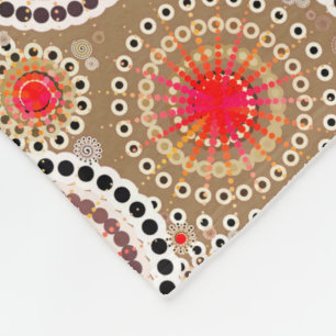 Starbursts en pinwielen, taupe, rood, wit fleece deken