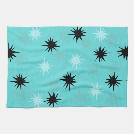 Starbursts Turquoise Atomique Serviette de cuisine (Horizontal)