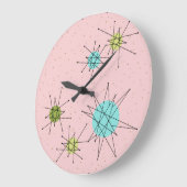 Starburts atomiques rose Iconique Horloge Mur Acry (Angle)