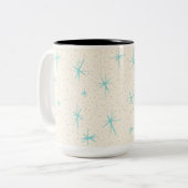 Starburts Turquoise de l'Âge de l'Espace Deux Mug  (Devant gauche)
