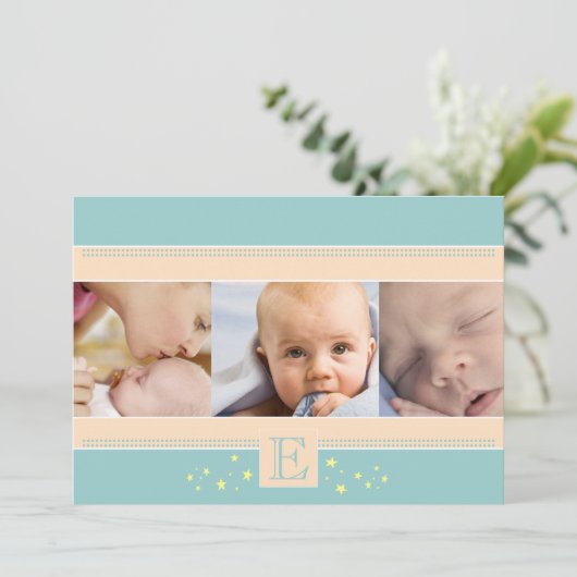 Stardust Baby Boy Faire-part de naissance (Debout devant)