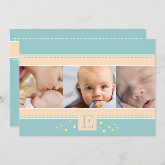 Stardust Baby Boy Faire-part de naissance (Devant / Derrière)