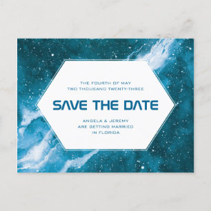 Stardust Cosmic Blauwgroen Save the Date Briefkaart