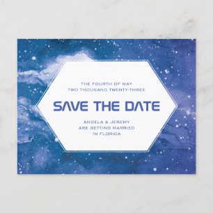 Stardust Cosmic Blue Opslaan van de datum Briefkaart