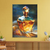 Stardust Elixir – Kosmisch licht in een parfumfles Canvas Afdruk (Insitu (Woonkamer))