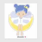 Stardust Fairy, boordevol op de maan, stutvlies Sticker (Vel)
