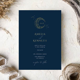 Stardust Monogram Gold Foil Invitations de mariage
