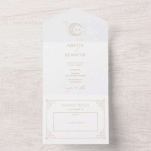 Stardust Monogramme Invitations de mariage (À l'intérieur)