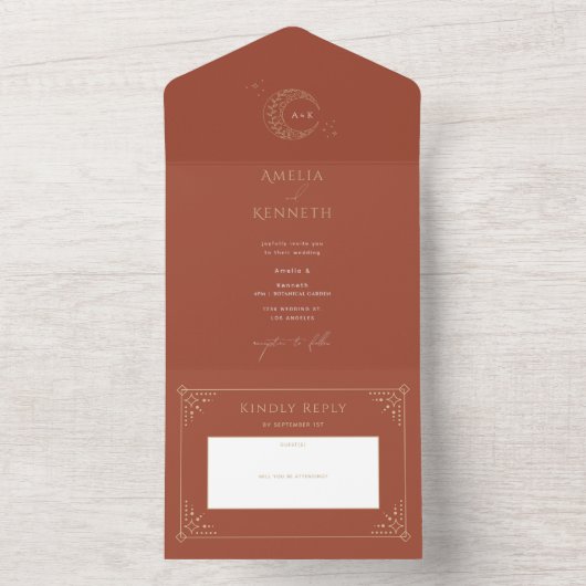 Stardust Monogramme Invitations de mariage (À l'intérieur)