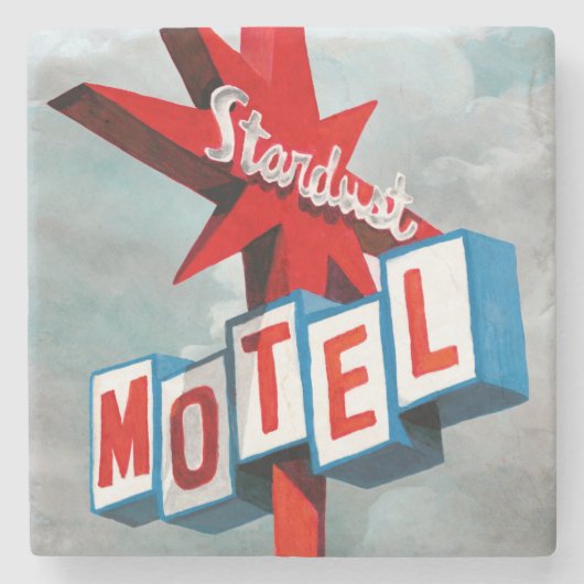 Stardust Motel Sign Stenen Onderzetter (Voorkant)