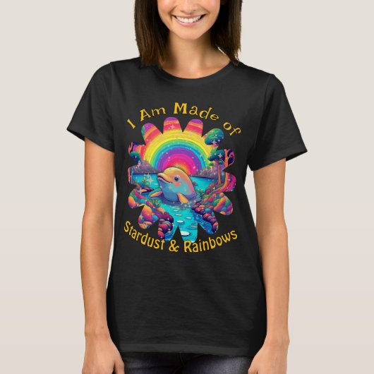 Stardust Rainbows Dolphin Psychedelic Ocean Vibes T-shirt (Voorkant)