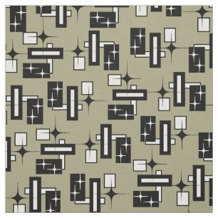 Stardust Retro Geometric Black en White Stof