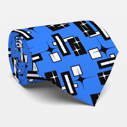 Stardust Retro Geometric Royal Tweezijdig Stropdas (Opgerold)