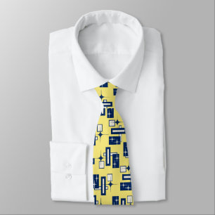 Stardust Retro Geometric Yellow Tweezijdig Stropdas