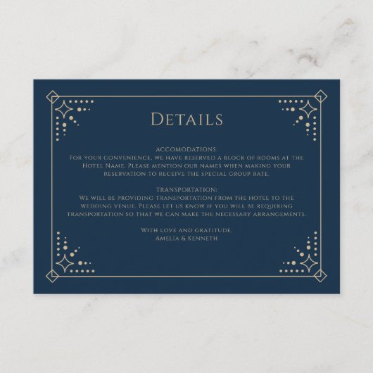 Stardust Wedding Informatiekaartje (Voorkant)