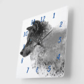 Stardust Wolf Clock Vierkante Klok (Hoek)