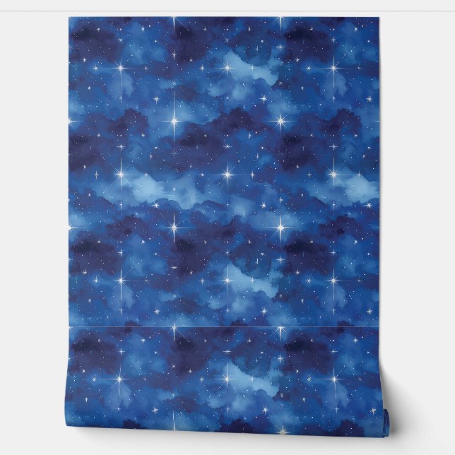 Starfall Saffier Wolken Behang Decor (Afrollen)