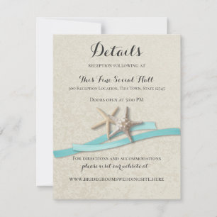 Starfish and Aqua Ribbon Reception card RSVP Kaartje
