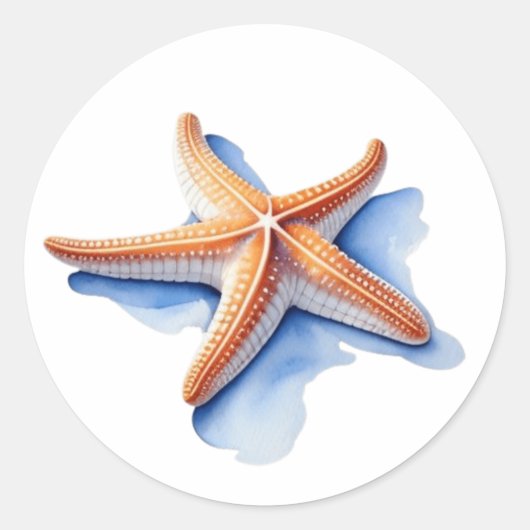 Starfish and Blue Silhouette Ronde Sticker (Voorkant)