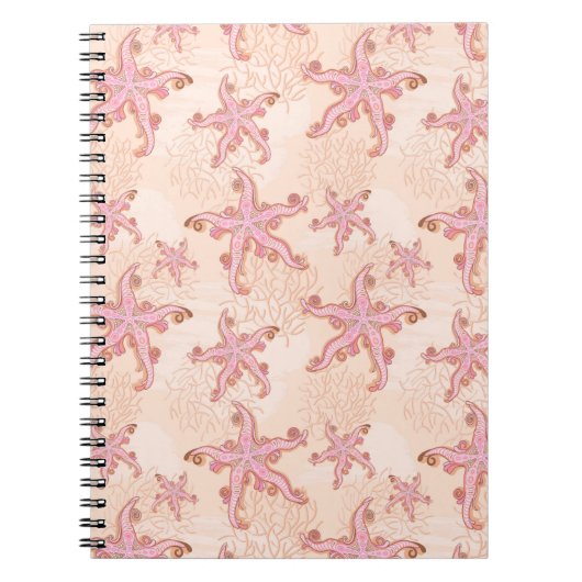 Starfish and Coral Pink Pastel Pattern Notitieboek (Voorkant)