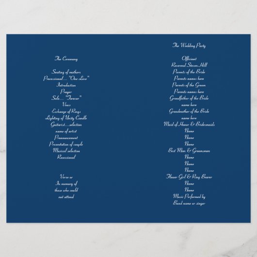 Starfish and Flowers Marine Wedding Programme Modè (Dos)