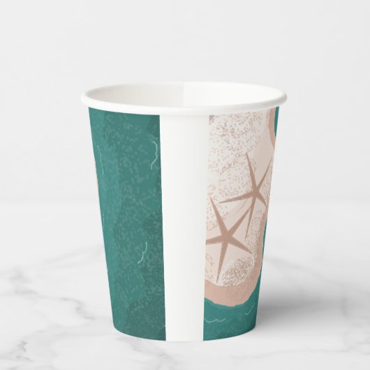 Starfish and Green Ocean Paper Cups Papieren Bekers