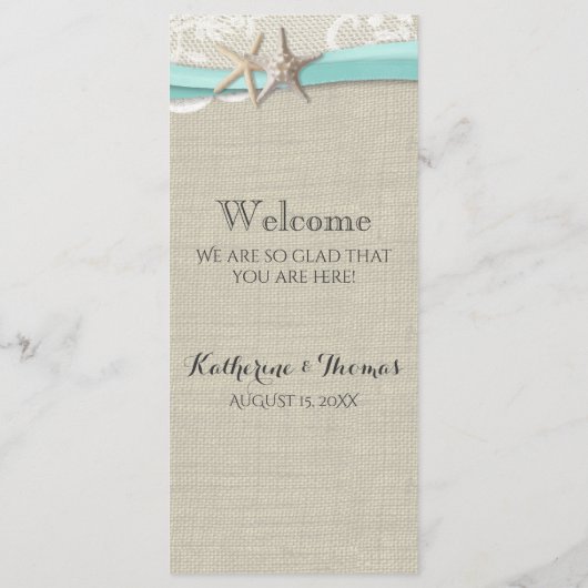 Starfish and Lace Rustic Beach Wedding Itinerary Programma (Achterkant)