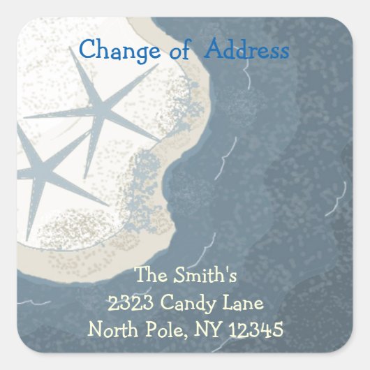 Starfish and Ocean Change of Address Vierkante Sticker (Voorkant)