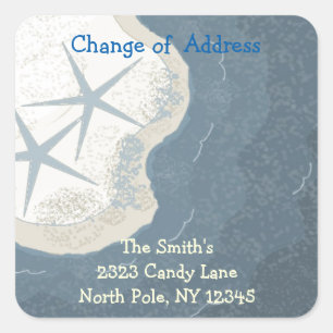 Starfish and Ocean Change of Address Vierkante Sticker