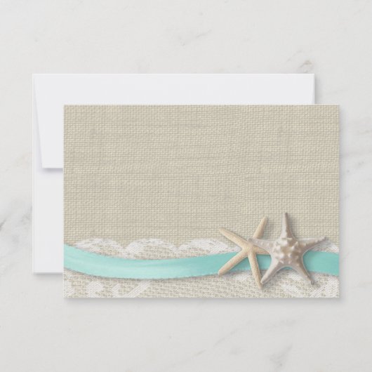 Starfish and Ribbon Beach Aqua RSVP (Dos)