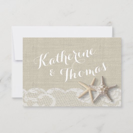 Starfish and Ribbon Beach Rose RSVP (Dos)