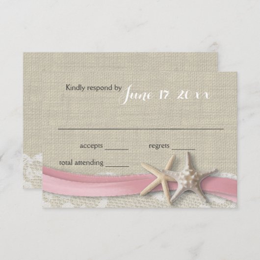 Starfish and Ribbon Beach Rose RSVP (Devant / Derrière)