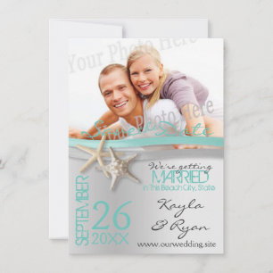 Starfish and Ribbon Save the Date with Photo