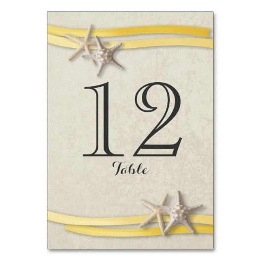 Starfish and Ribbon Yellow Numéro de table (Dos)