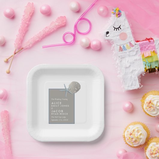 Starfish and Sand Dollar - Beach Weddenschap Papieren Bordje (Feest)