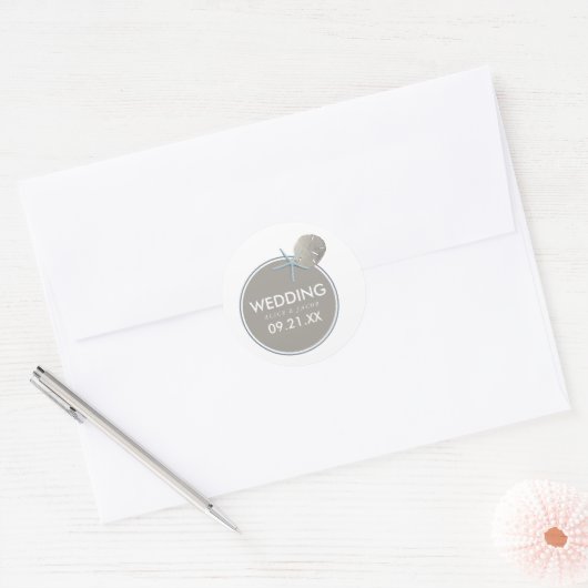 Starfish and Sand Dollar - Beach Weddenschap Ronde Sticker (Envelop)