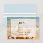 Starfish and Seashells on the Beach Weddiong RSVP (Voorkant / Achterkant)