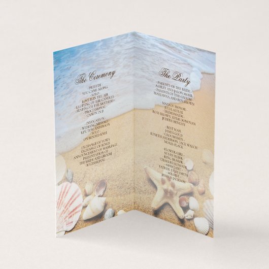 Starfish and Shells Tropical Beach Wedding Program (Inside)