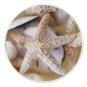 Starfish and Silver Dollar Coastal Ceramic Knob. Keramische Knop (Voorkant)