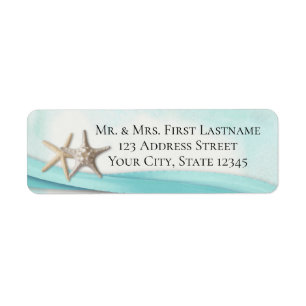 Starfish and Turquoise Ribbon Etiket