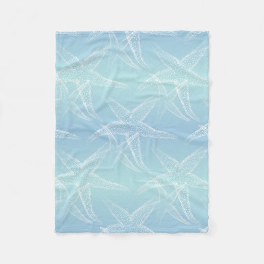 Starfish Aqua Blue Beach Fleece Blanket Deken (Voorkant)